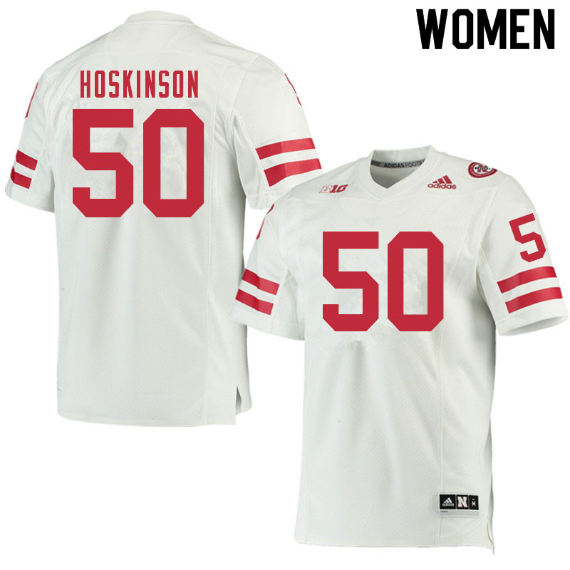 Women #50 Sam Hoskinson Nebraska Cornhuskers College Football Jerseys Sale-White